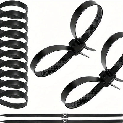 4PCS Double Hole Nylon Zip Ties - Non-Slip Disposable Cable Ties for Household, Warehouse & Freight Use