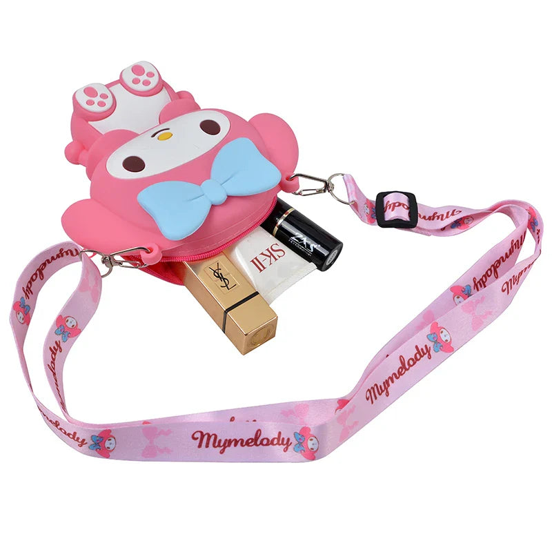 Sanrio Hello Kitty Princess Kawaii Fashion Bag: Small Silicone Storage Purse - Anime Cartoon Model Toys for Kids - Lovely and Unique Gift