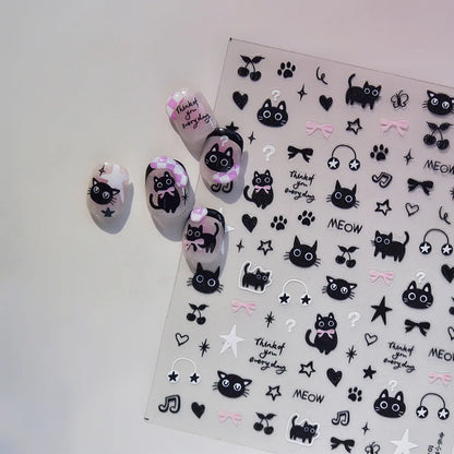 Chibi Anime Nail Stickers - Cute Susuwatari Cartoon Self-Adhesive Nail Art Decals for Kawaii DIY Manicure