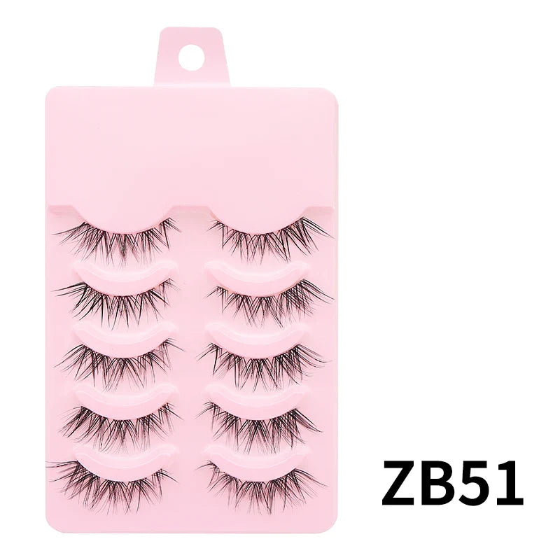 Manga Style Soft Natural False Eyelashes Wispy Thick Daily Wear Makeup Lashes