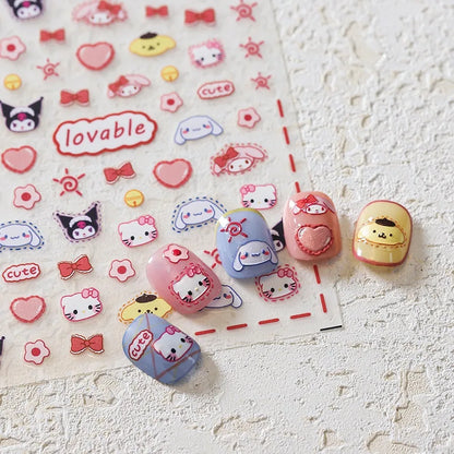Cute Snoopy 5D Nail Stickers – Cartoon Anime Nail Art Decoration