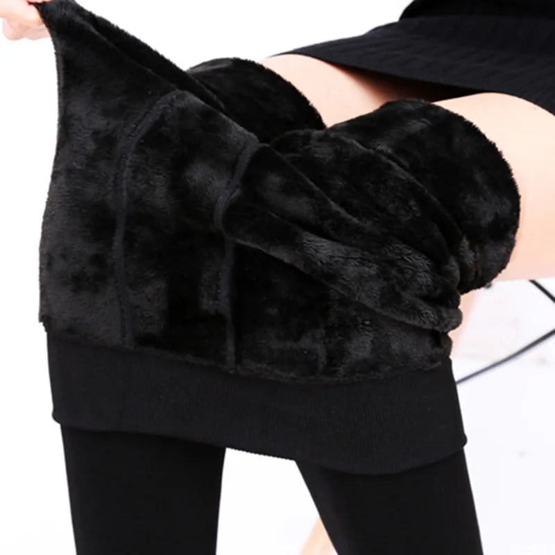 Women’s Winter High Waist Leggings – Thick Velvet Solid Color Leggings in 8 Colors, S-XXL, Warm Autumn Fashion Pants