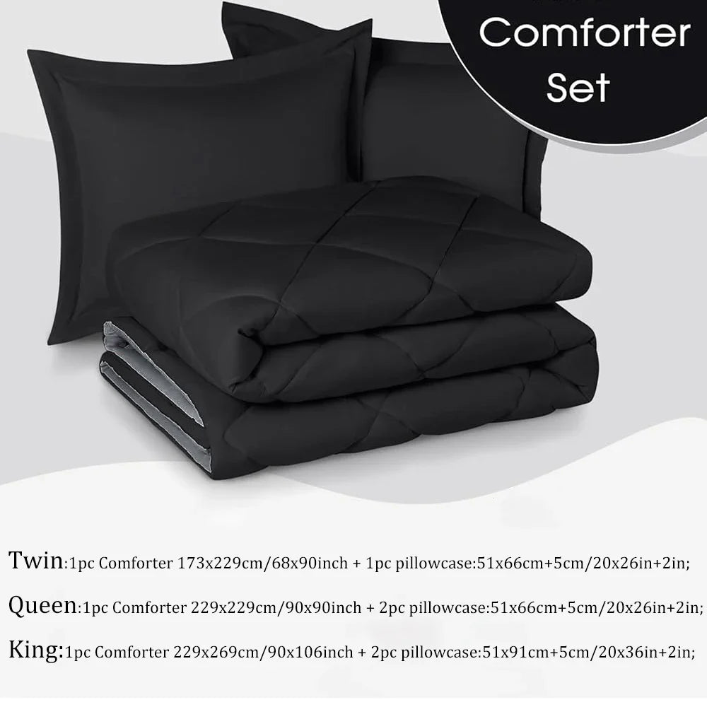 Reversible Queen/King Comforter Set – All-Season Bedding with Ultra-Soft Comforter & Pillow Shams, Red & Black