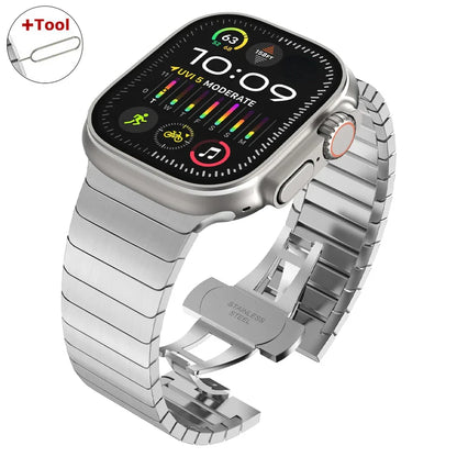 Ultra 3/2 Titanium & Stainless Steel Luxury Bracelet for Apple Watch — Fits Ultra 49/45/44/42mm & Series 11/10/9/46/41mm