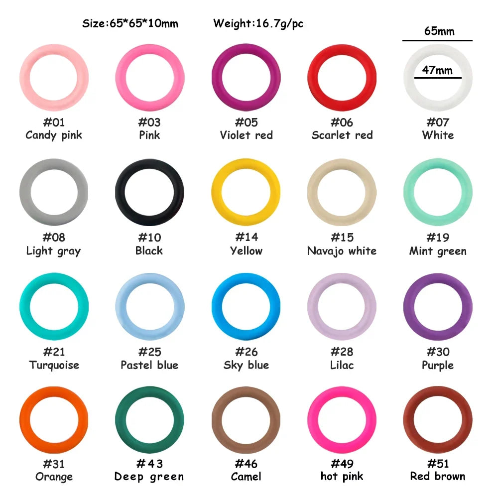 Kovict Silicone Ring Pendant Blanks - 65mm Round Printed Rings for DIY Jewelry & Craft Making
