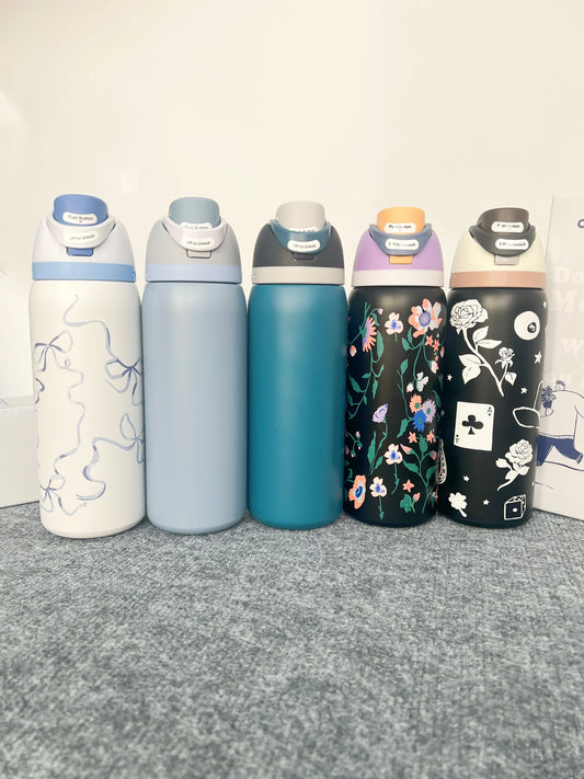 32oz Stainless Steel Thermos Cup – 304 Stainless Steel Sports Water Bottle with Straw