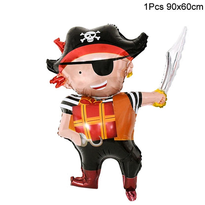 Pirate Party Favor Set - Kids Skull Hat Eye Patch Coins Ship Balloons Halloween Costume Decorations