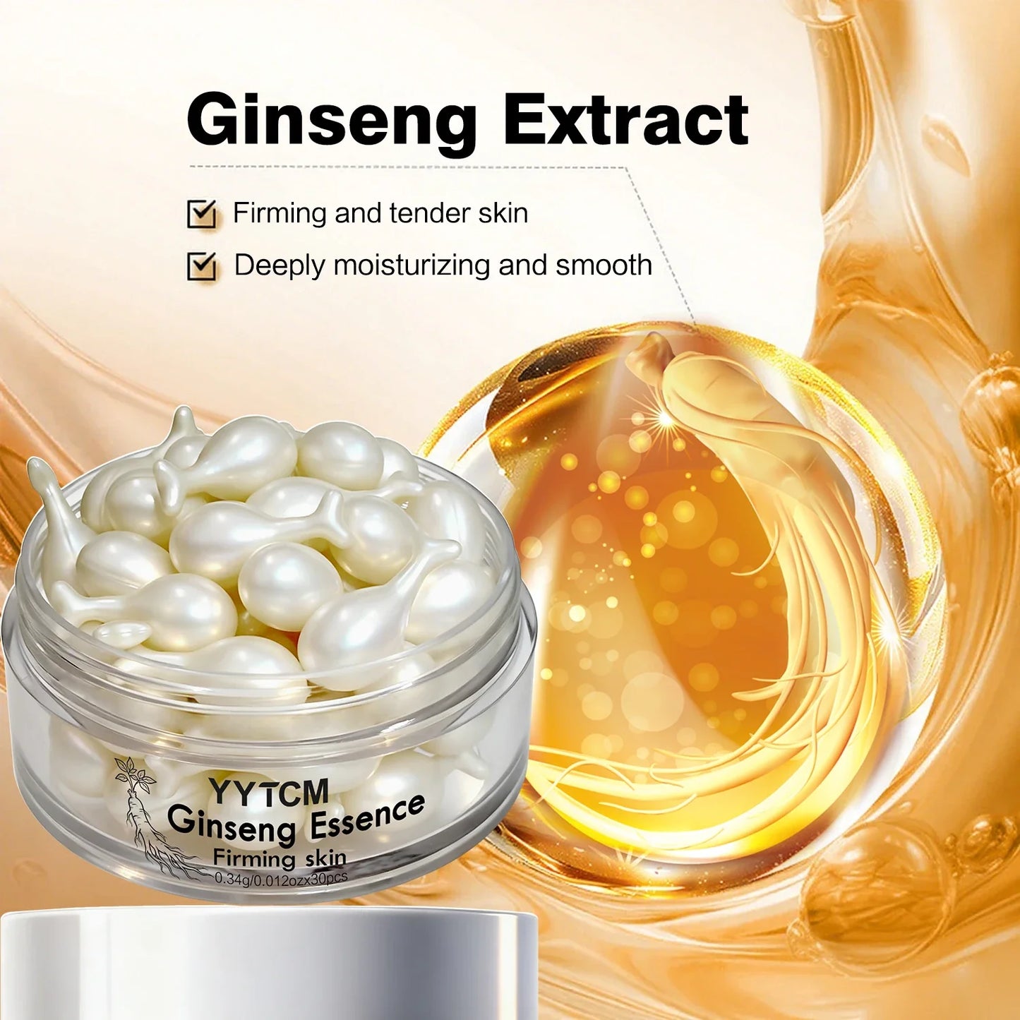 Ginseng Essence Capsules - Moisturizing Firming Serum with Retinol, Niacinamide & Vitamin E