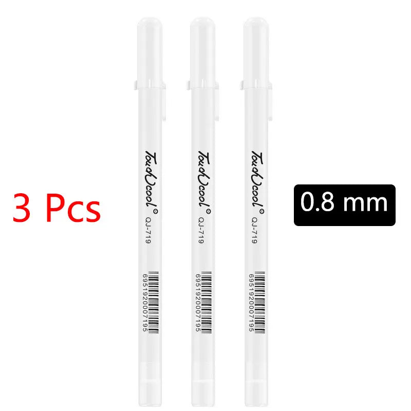 White Marker Pen Set - Waterproof Oil-Based Gel Pens for DIY, Graffiti, Sketching & School Supplies