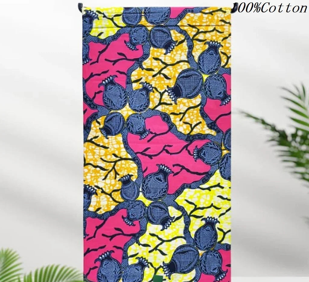 African Ankara Wax Print Fabric - 100% Cotton Batik Material for Sewing & Wholesale 6 Yards