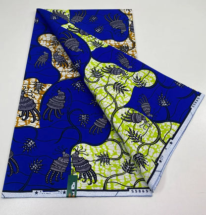 African Ankara Wax Print Fabric - 100% Cotton Soft Nigerian Real Wax Material for Women’s Party Dresses