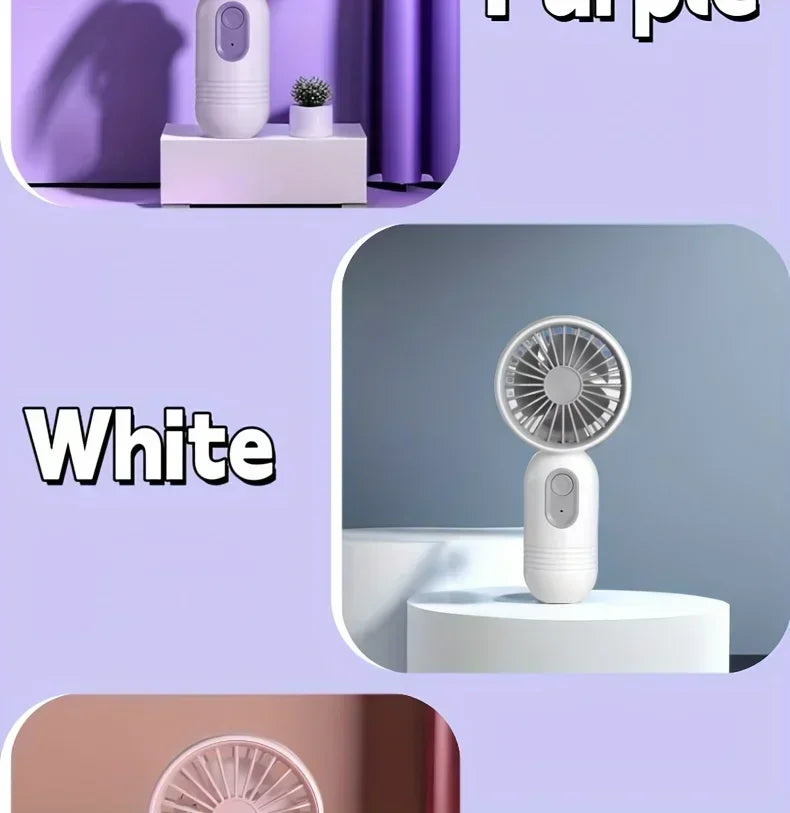Mini Handheld USB Fan – 3-Speed Strong Wind Portable Desk Fan, Rechargeable for Students, Office, Outdoor, Travel, and Camping