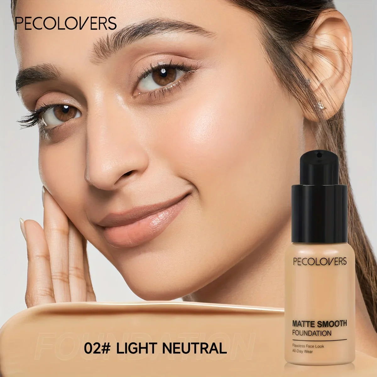 PECOLOVERS Matte Liquid Foundation – Oil-Control, Waterproof Full Coverage Concealer for All Skin Tones