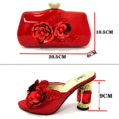 African Gold Women’s Shoe & Bag Set - Italian-Inspired Narrow Band Cross-Tie Party Fashion Design