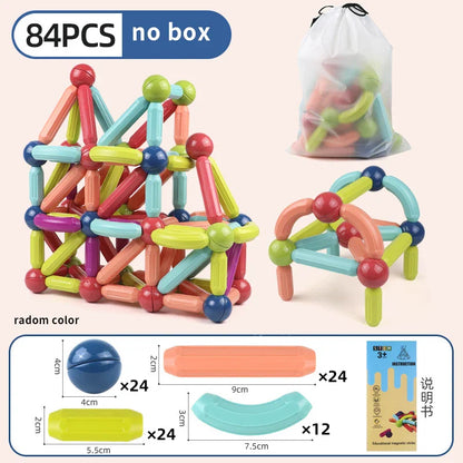 Magnetic Building Blocks Set – Montessori Educational Stick & Rod Constructor Toys for Kids Boys & Girls
