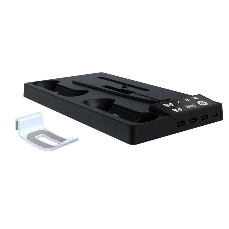 PS5 Pro & Slim Cooling Station — Multifunctional Controller Charging Stand with Headphone Holder