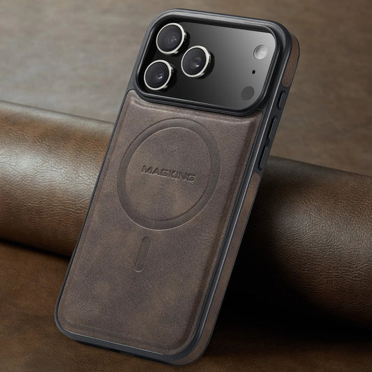Leather MagSafe Phone Case - Magnetic Charging Shockproof Cover for iPhone 17 Air, 16, 15, 14, 13 & 12 Series
