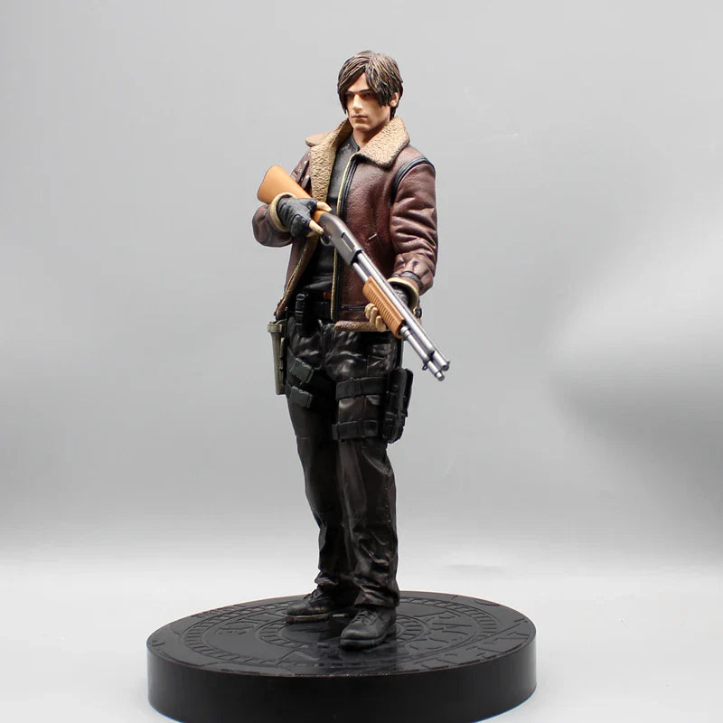 33cm Leon Zombie Hunter Leather Anime Figure – Boys’ Action Model Doll & Desk Decoration Statue