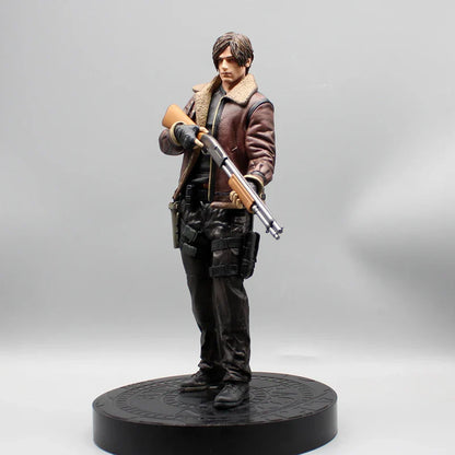 33cm Leon Zombie Hunter Leather Anime Figure – Boys’ Action Model Doll & Desk Decoration Statue