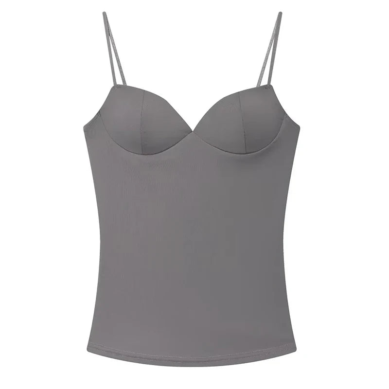Women’s Sleeveless Crop Top - Backless Corset Camisole Bodycon Bustier Tank Top with Adjustable Straps