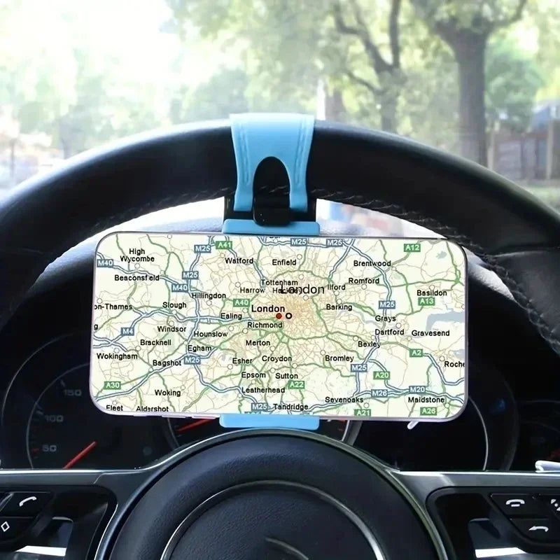 Universal Car Phone Holder - Adjustable Steering Wheel & Dashboard Navigation Mount