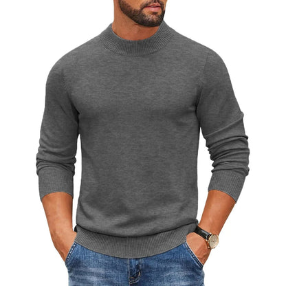 Men's Mock Turtleneck Ribbed Sweater - Heavyweight Slim Fit Warm Knit Pullover Casual Streetwear Top