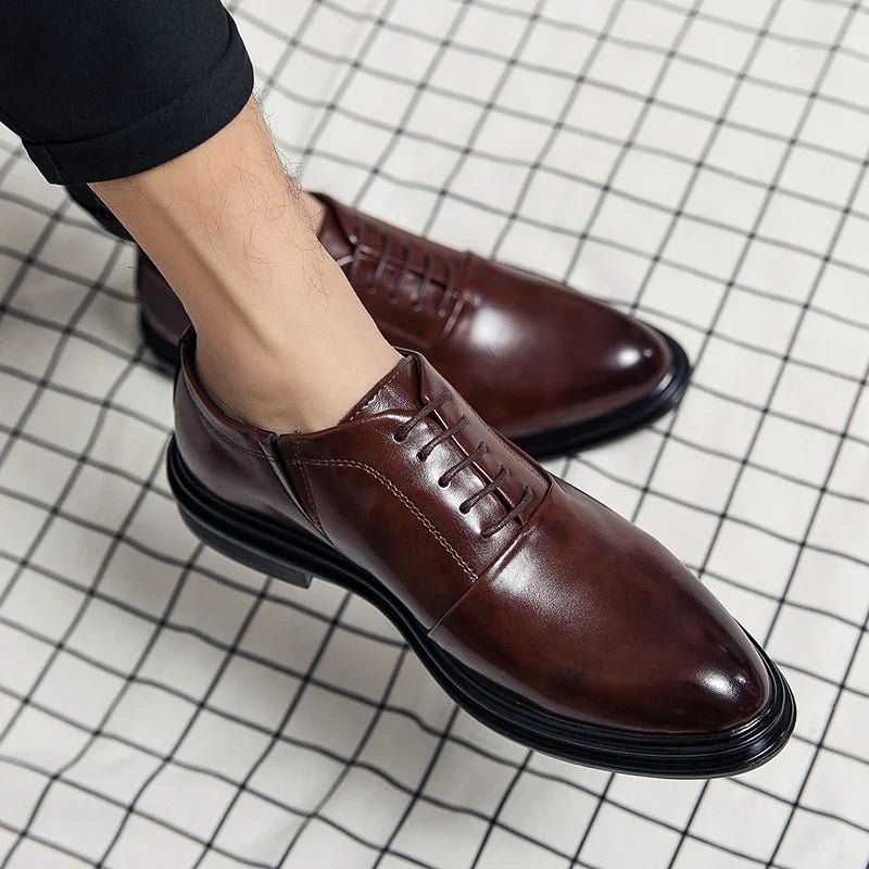 Men’s Classic Leather Oxford Shoes - Retro Casual Business, Office & Wedding Dress Shoes