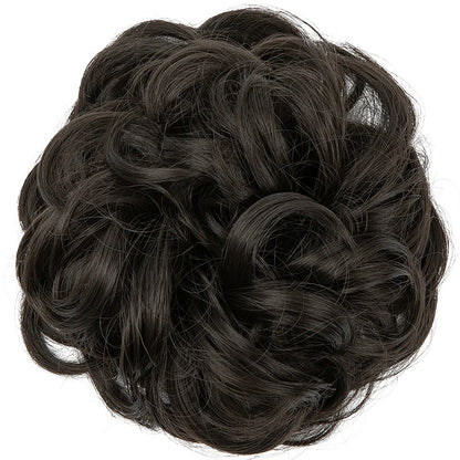 Synthetic Messy Hairpiece Chignon Scrunchie – Blonde & Brown Donut Bun for Women, Elastic Daily Use Hair Extension H9
