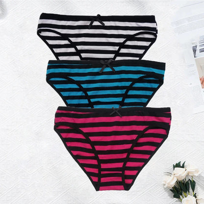 YOUREGINA Plus Size Seamless Panties - Striped Cotton Women’s Underwear Briefs 3 Pack
