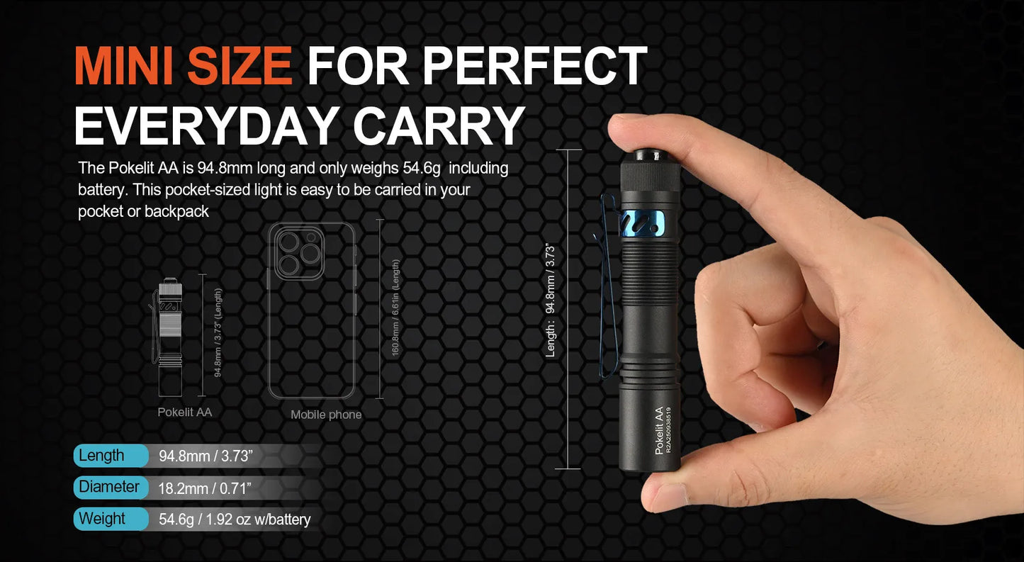 ACEBEAM Pokelit AA EDC Flashlight - 1000 Lumens, CRI90, USB-C Rechargeable, IP68 Waterproof Small Pocket LED for Everyday Carry