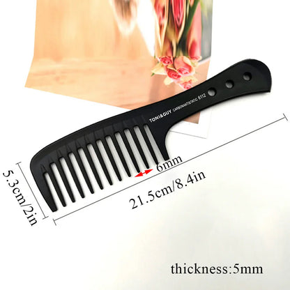 Black Flattop Hair Cutting Comb – Wide Tooth Professional Barber Hair Clipper & Salon Hairdressing Carbon Comb for Men