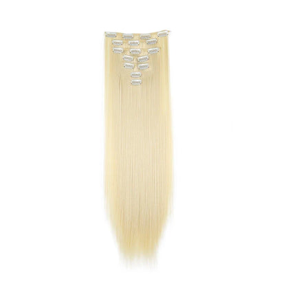 WIGSIN 24 Inch Synthetic Hair Extensions - 7PCS Long Straight Clip-In Hairpieces for Women in Black and Blonde Styles