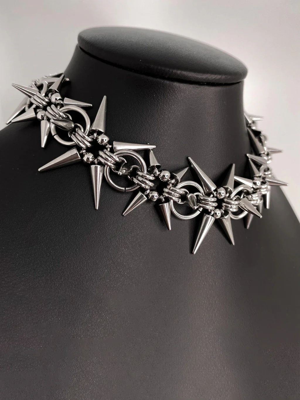 Punk Grunge Rivet Chain Earrings & Geometric Necklace – Handmade Goth Hip Hop Jewelry