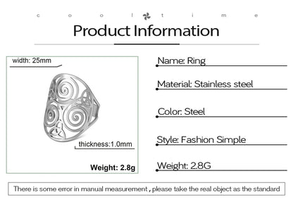 Triskelion Amulet Adjustable Ring – Celtic Knot Stainless Steel Ring for Men & Women, Wicca Vintage Jewelry Gift