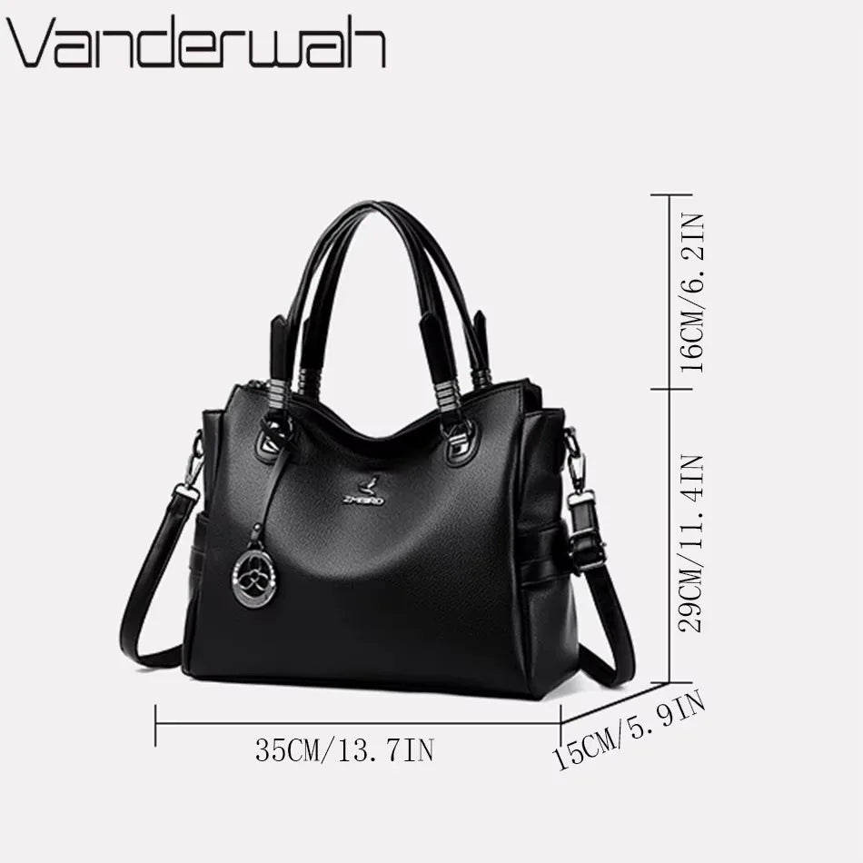 Luxury Women’s Leather Handbag – Large Capacity Shoulder & Crossbody Designer Bag