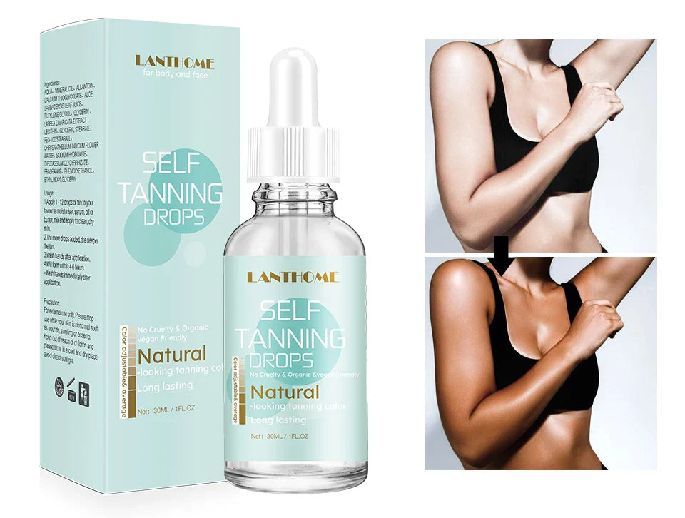 30ml Self-Tanning Drops — Natural-Looking Sunless Body Tanner Lotion for Skin Care