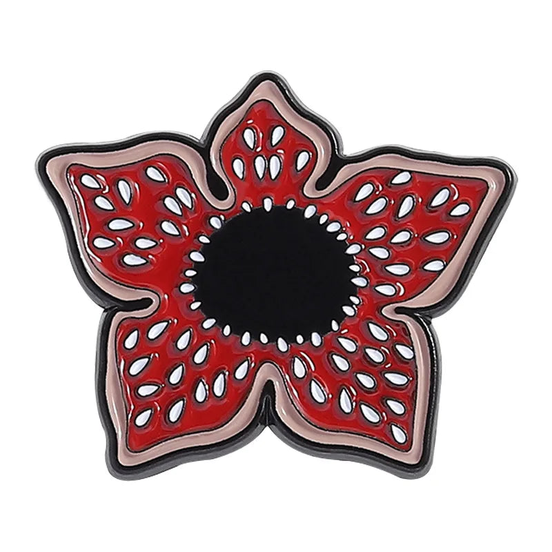 Fantasy Horror Movie Brooch Set - 3-Piece Enamel Pins with Piranha Plant & Letter Designs