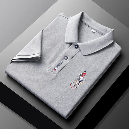 Men's Embroidered Short Sleeve Polo Shirt - Casual Summer Comfort Fashion Polo