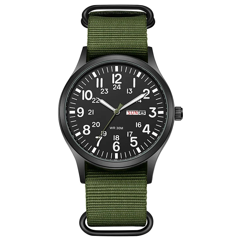 TPW Field Watch 2024 - Easy Read Quartz Wristwatch with Fabric Strap & 24-Hour Display