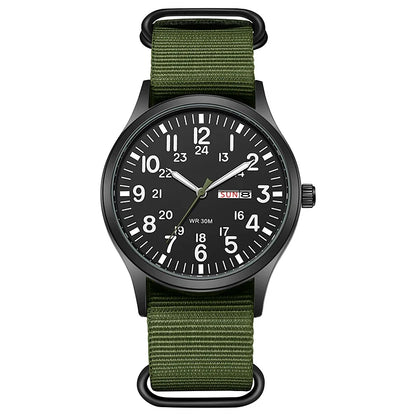 TPW Field Watch 2024 - Easy Read Quartz Wristwatch with Fabric Strap & 24-Hour Display