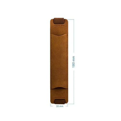 Portable Pen Bag Pencil Case - Lightweight PU Leather Holder with Elastic Buckle Clip for Office and Meeting Supplies