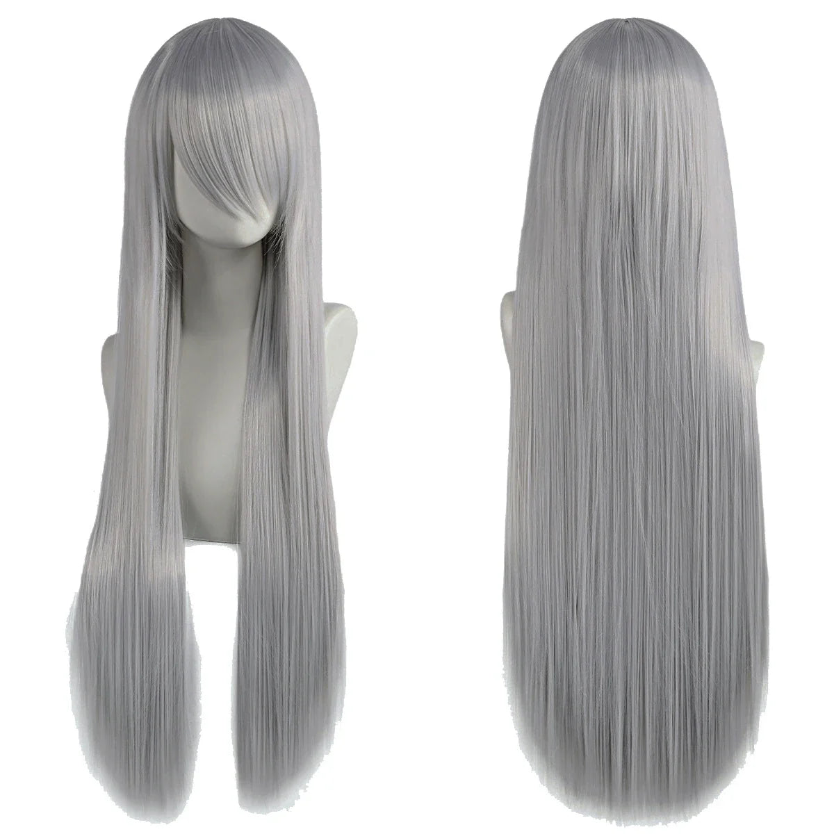 80cm Long Cosplay Wig - Synthetic Straight Hair with Bangs for Lolita Anime Costume Party Styling