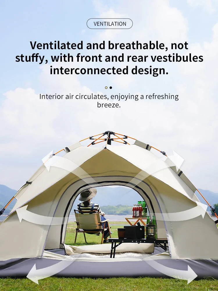 Outdoor Folding Tent – Fully Automatic Quick Open, 3-4 Person Self-Driving Camping Tent, Rain & Sun Proof, Portable