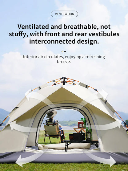 Outdoor Folding Tent – Fully Automatic Quick Open, 3-4 Person Self-Driving Camping Tent, Rain & Sun Proof, Portable