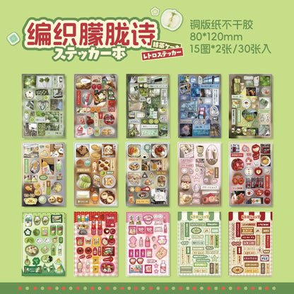 30 Sheets Kawaii Showa Fantasy Sticker Book - Cute Die Cut Stickers for Junk Journal Diary Scrapbooking DIY Stationery