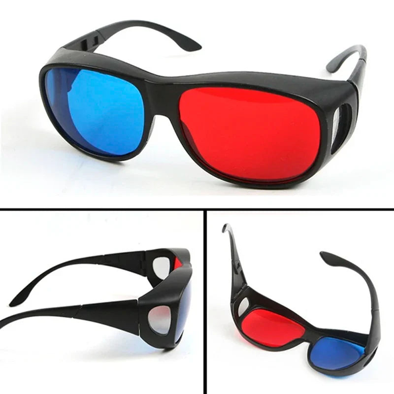 Red Blue 3D Glasses with Black Frame – Anaglyph Eyewear for 3D TV, Movies, DVD & Games