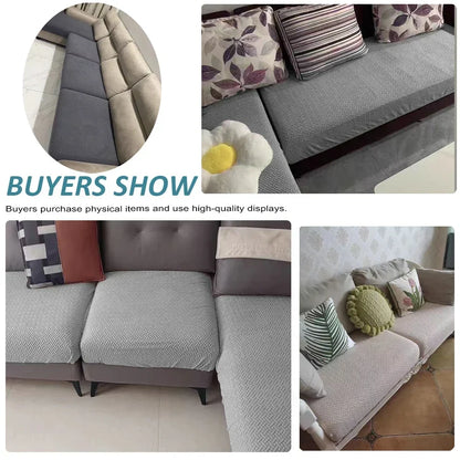 Elastic Jacquard Sofa Cover – Solid Grey Washable Seat Cushion Slipcover Furniture Protector for Sectional Living Room Sofa