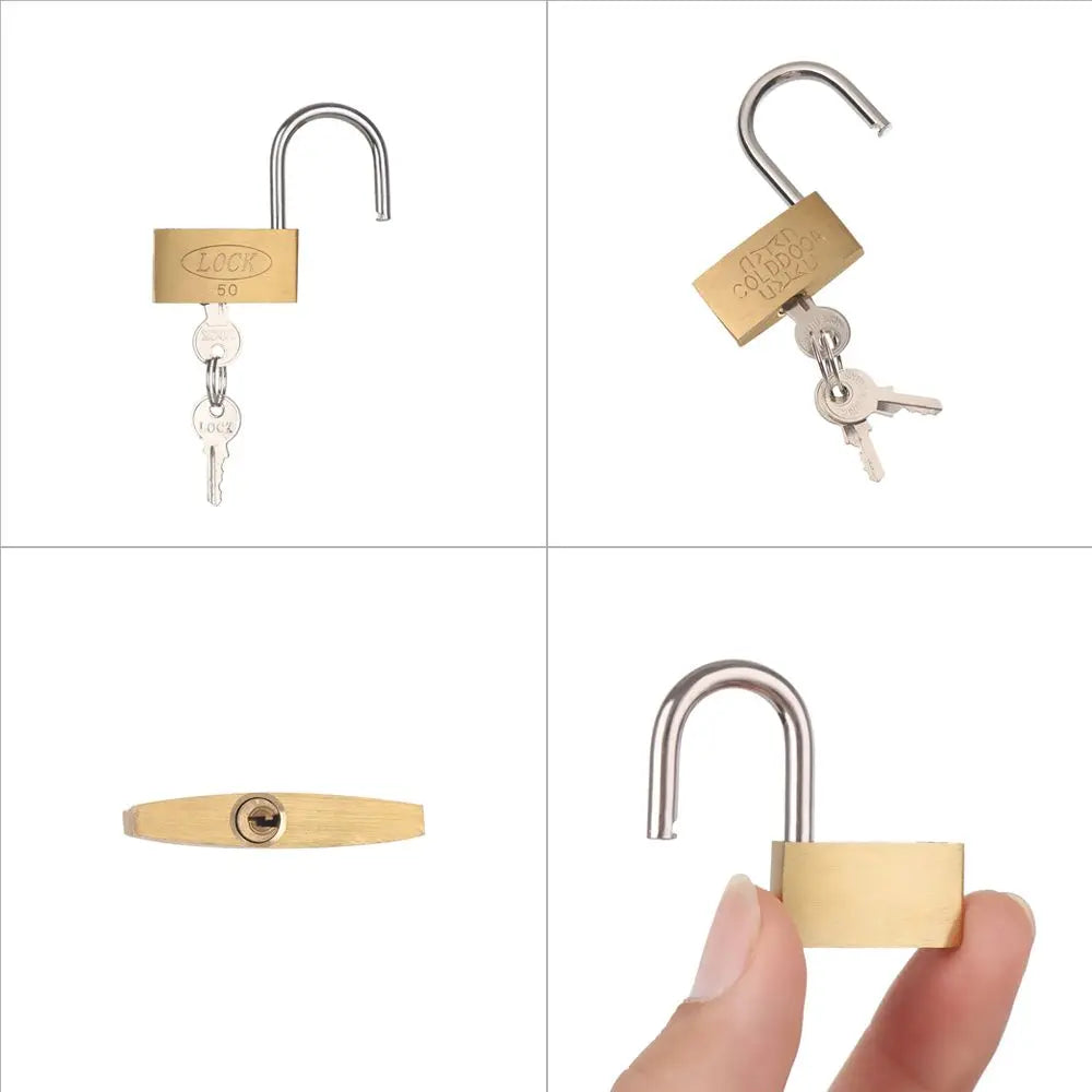 Small Copper Padlock – Mini Luggage, Box, and Case Lock for Home Improvement & Daily Use