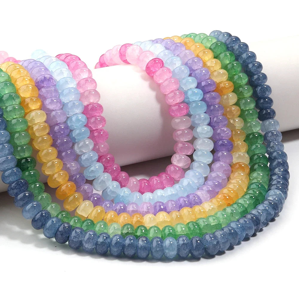 5x8mm Natural Abacus Rondelle Beads - Glass Wheel Loose Charms for DIY Bracelets & Jewelry Making Supplies