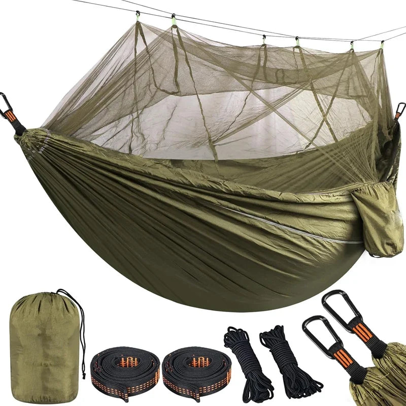 Lightweight Camping Hammock with Mosquito Net - Breathable 210T Nylon Outdoor Hammock